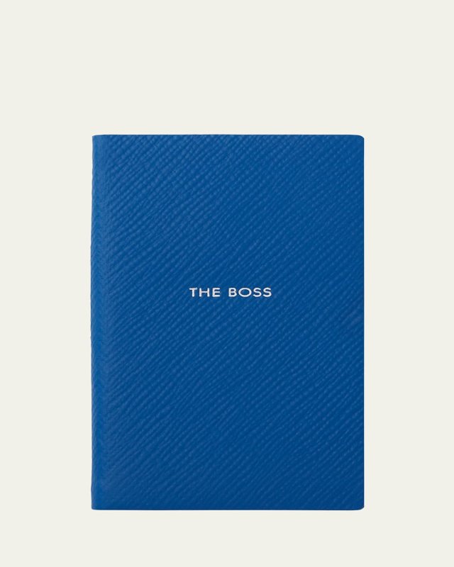 "Shhh" Wafer Panama Leather Pocket Notebook, Cerulean